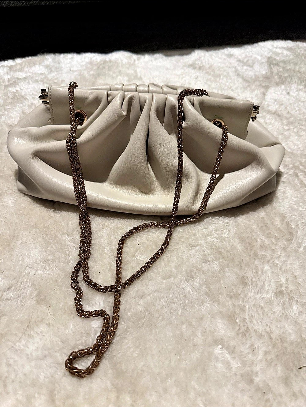 Anthro Chain Pouch Cream Chain Shoulder Bag